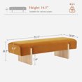 thumbnail image 3 of Zesthouse 55.1" Upholstered Bench, Modern Velvet Ottoman Bench with Wooden Legs, Entryway Bench for Bedroom Living Room, Orange, 3 of 12