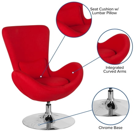 Flash Furniture - Egg Series Side Reception Chair with Bowed Seat - Red Fabric