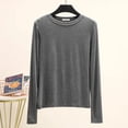 thumbnail image 1 of LNGOOR Modal T-Shirt Basique Uni Col Rond Manches Longues Femmes Automne Tee-Shirt de Base T-Shirt Assorti Grande Taille, 1 of 7