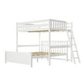 thumbnail image 3 of Plank+Beam Solid Wood Bunk Bed, L Shaped Full-Over-Queen Bed Frame with Ladder on End, White, 3 of 8