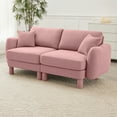 thumbnail image 3 of Newest Boucle Fabric 2-seater Loveseat Sofa Couch,Distinctive Shell-shaped Armrests,Cylindrical Legs Wrapped,Self-fabric,Pink Color, 3 of 15