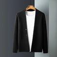 thumbnail image 3 of Ropa para hombre Suéter de punto negro con cuello en V Cárdigan liso para hombre Color sólido Talla grande Overfit Casual Estética antigua Meme Street X, 3 of 4
