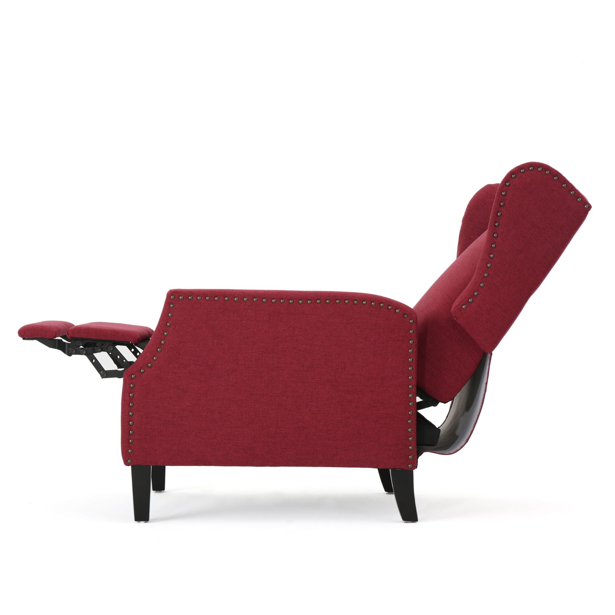 40" Red and Brown Traditional Wingback Recliner