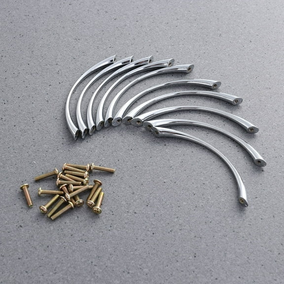 OUNONA 10pcs Arc Shaped Ceramic Kitchen Cupboard Cabinet Drawer Door Knobs Pull Handles (Chrome)