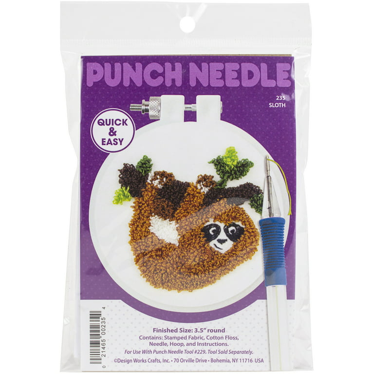 Design Works Punch Needle Kit 3.5 Round Sloth