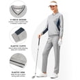 thumbnail image 5 of Women's 2Pc V Neck Tracksuit, 4 Way Stretch Breathable Reflective for Golf Running Casual Light Gray Navy S, 5 of 8