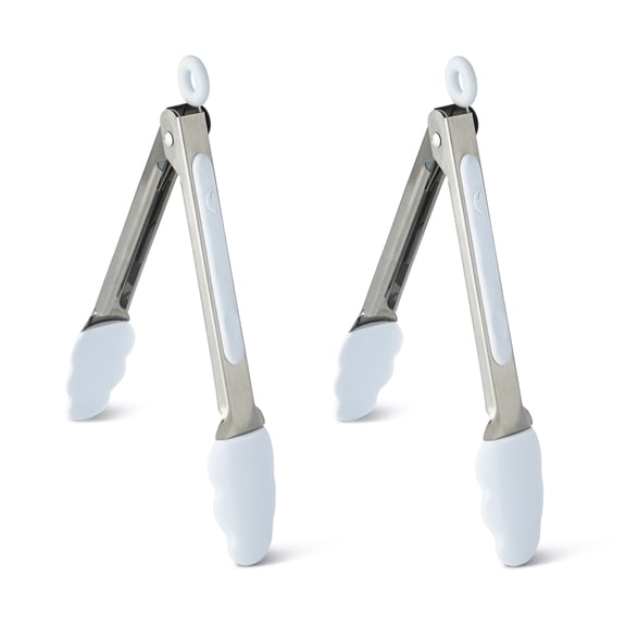 Elements by Thyme & Table Set of 2 Mini Silicone Locking Tongs - Light Blue