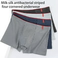 thumbnail image 3 of Striped Boxers Briefs for Men Elastic Waistband Milk Fiber Underwear Panties, 3 of 15