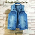thumbnail image 4 of Jxximdong Casual Vests for Women, Casual Denim Vest Jacket Sleeveless Collared Distressed Jean Jacket Candy Color Slim Fit Ripped Coat, Women's Coats Blue, 4 of 8