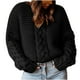 thumbnail image 2 of Suéter de cuello redondo para mujer, jersey de color liso a la moda, cuello en V, suéter holgado con giros de masa, suéter informal para mujer, 2 of 6