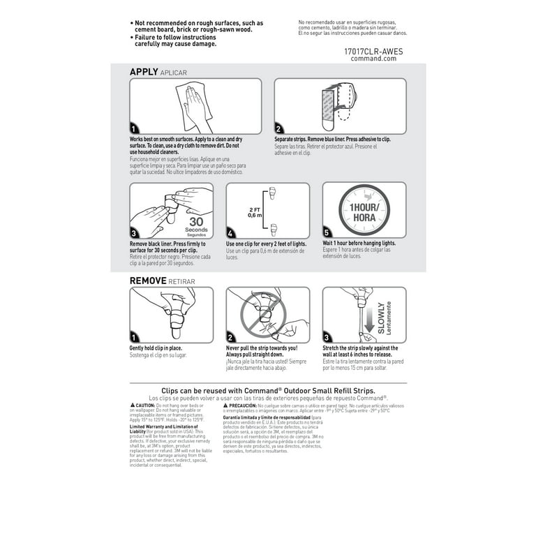 Command Clear Outdoor Light Clips, 24 Hooks, 28 Strips per Pack 