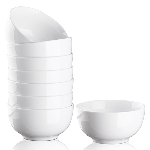 8 Pack Porcelain Bowls Set, 10 Ounce Porcelain Serving Bowls for Kitchen, Ceramic Bowl Sets for Salad Soup Pasta Fruits, Mixing Bowls, White