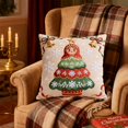 thumbnail image 2 of Cinvoph 18"x18" Embroidered Christmas Throw Pillow Covers Linen Festive Xmas New Year Decorative Pillow Cases for Couch Sofa Bed Chair Living Room Party, Winter Home Decoration, 2 of 6