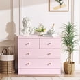 thumbnail image 3 of Hassch 25.98" Wide Dresser with 4 Drawers and Matte Gold Handles, Floor Standing Bedroom Organizer, Pink, 3 of 10