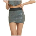 thumbnail image 2 of Christmas! Ohufall Mini Skirt Women's Fashion Sequins Solid Color High Waist Stretch Short Skirt, 2 of 9