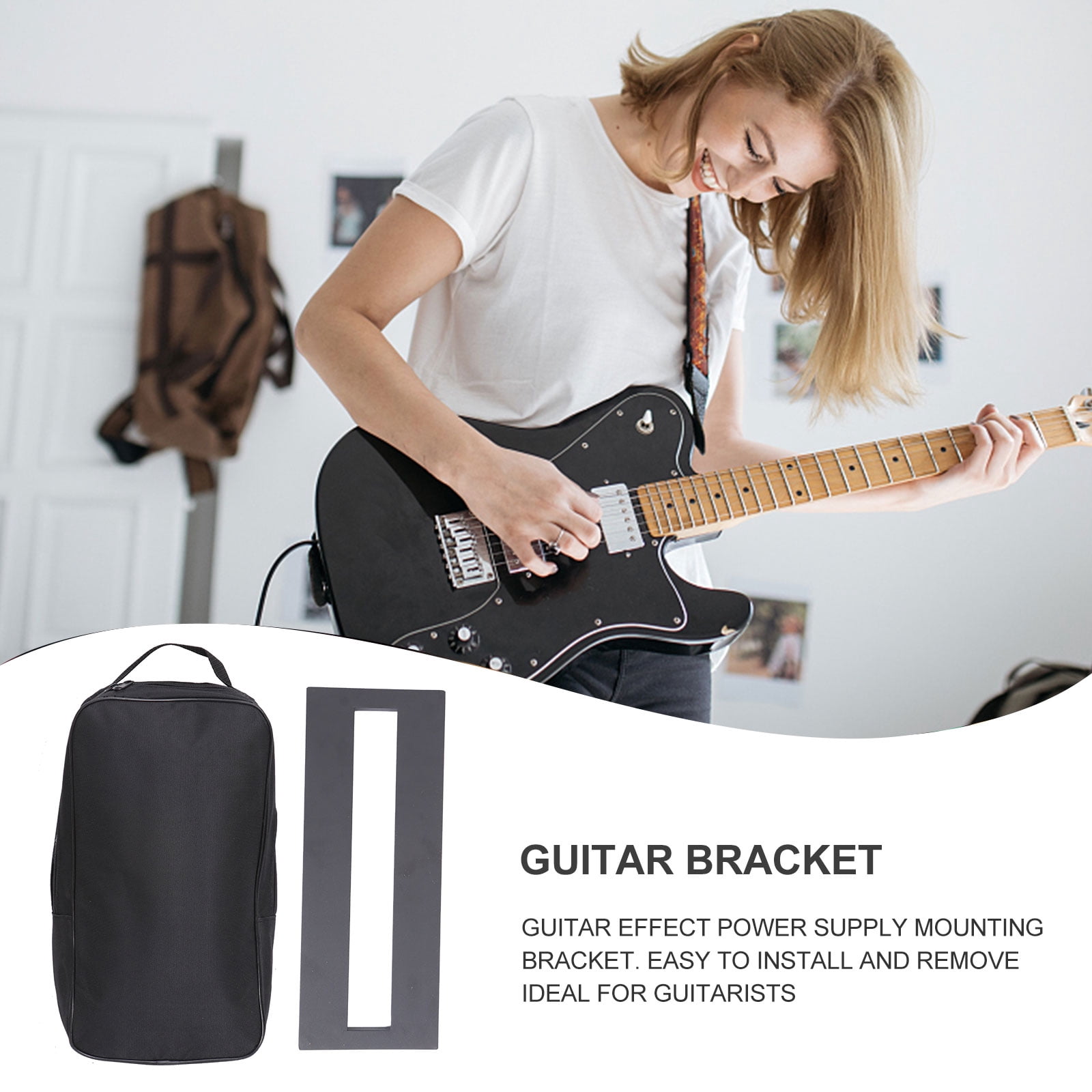 LULULION 1 Set Black Guitar Effect Bracket Pedalboard Tape Mount for Electric Guitar Accessories