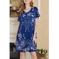 thumbnail image 2 of Ekouaer Women's House Dress with Pockets Moo Moo Nightgown V Neck Sleepwear Pleated Floral Print Mumu Dress, 2 of 6