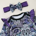 thumbnail image 5 of XIYON Baby Girls Halloween Skeleton Printed Long Sleeve Bodysuit With Headband Fly Sleeve Romper Outfit For Toddler Daily Wear Party Lovely, 5 of 9
