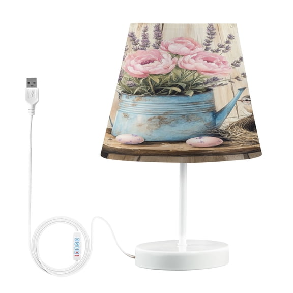 BZSMCE Table Lamp Creative Flowers with Birhouse Painting Simple Pattern Night Light