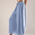 thumbnail image 5 of WGRFFH Women's Cropped Lace-Hem Pants,High Waisted Drawstring Wide Leg Pants Summer Boho Casual Lightweight High Rise Lounge Trousers with Pockets,Ruffle Flowy Beach Vacation Barrel Palazzo Sky Blue, 5 of 8