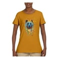 thumbnail image 2 of Bear Painting Splatter Abstract Art Animal Lover Womens Graphic T-Shirt, Gold, 2XL, 2 of 3