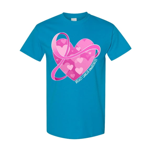 Inktastic Breast Cancer Awareness Pink Ribbon Around Heart T-Shirt