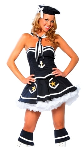 Sexy Adult Womens Halloween Costume Pin Up Navy Sailor Girl Dress ...