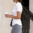 thumbnail image 3 of Women's Basic Button Up Shirt Short Sleeve Button Down Collared Shirts Work Shirt White S, 3 of 4