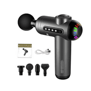 Massage Gun Pocket Fascia Gun Electric 20 Speed Handheld Muscle Percussion Massager with 6 Massage Heads Body Massager Pain Relief Muscle Relaxation Deep Tissue Vibrator Bag,gray