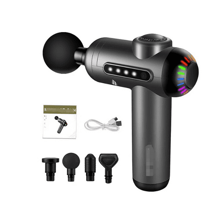 Massage Gun Pocket Fascia Gun Electric 20 Speed Handheld Muscle Percussion Massager with 6 Massage Heads Body Massager Pain Relief Muscle Relaxation Deep Tissue Vibrator Bag,gray