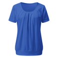 thumbnail image 3 of Womens T Shirts 2025 Summer Short Sleeve Pleated Dressy Casual Scooped Neck Tunic Tops Loose Fit Blouses, 3 of 6