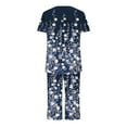 thumbnail image 4 of Censtreet Women's Printed Round Neck Pajamas Home Set,Short Sleeve Sleepshirt Pants Sets,Comfort Loungewear Pajamas with Pockets, 4 of 5