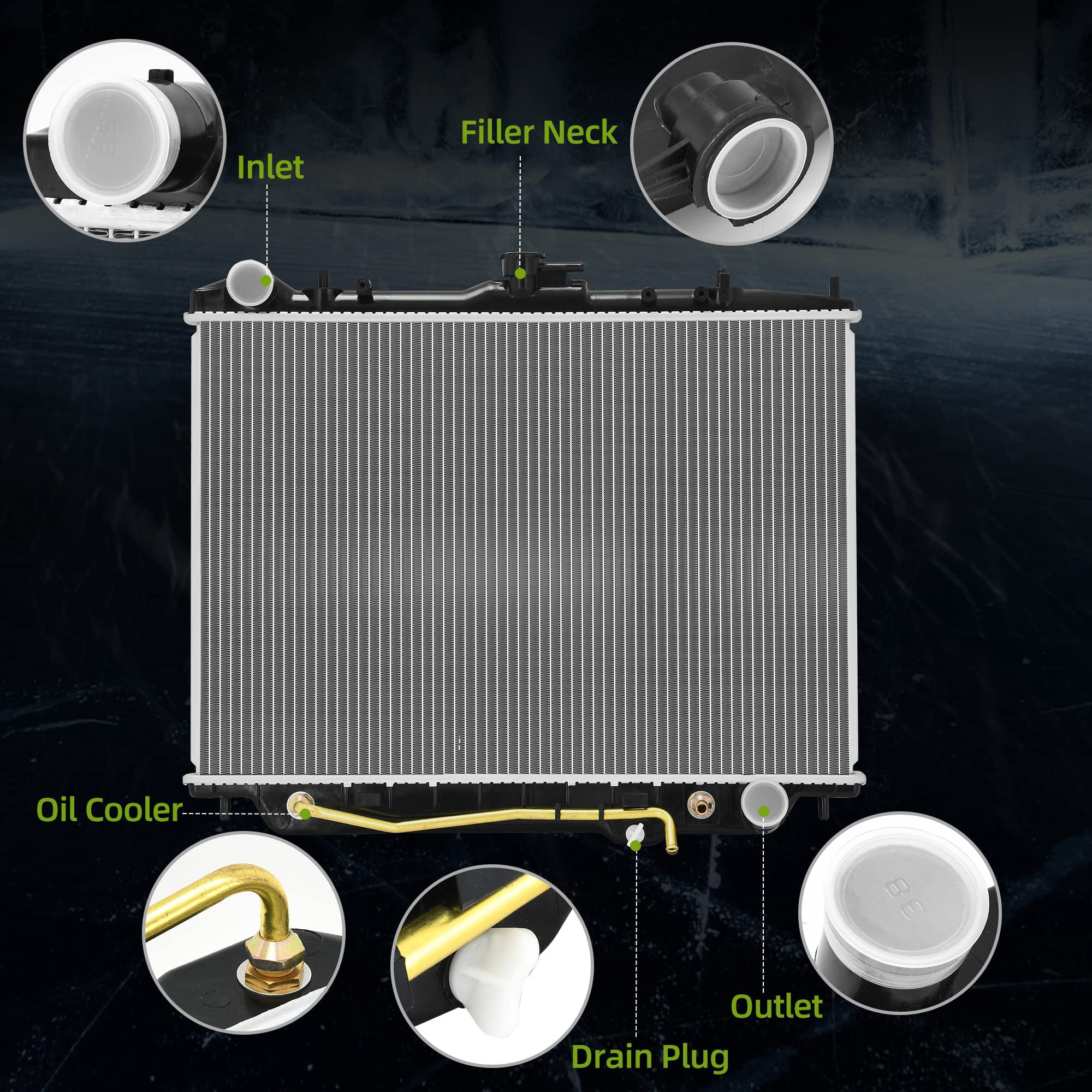 RVNI Radiator Compatible with 1998-2000 Isuzu Amigo 1998-2004 Rodeo 1998-2002 Passport 3.2L 3.5L V6