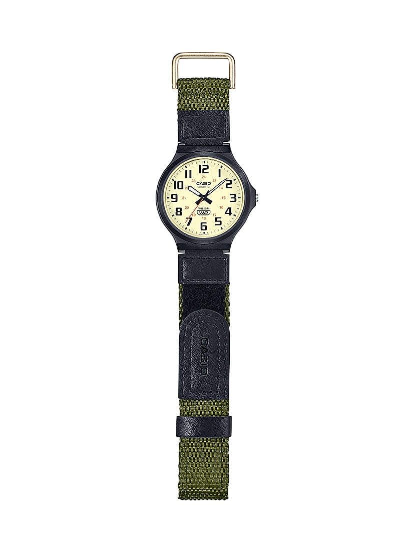 Casio Mens Analog Cloth Band Wristwatch, Green MW240B-3BV
