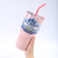 thumbnail image 4 of Botella aislada con pajita de agua de 30 oz con taza térmica para viajes al aire libre rosa, 4 of 9