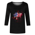 thumbnail image 4 of Dazajoo 2025 USA Flag for Women Plus Size Shirts Independence Day Crew Neck Tunic Tops Womens 4th of July Summer Patriotic Loose T-shirt,Black,L, 4 of 6