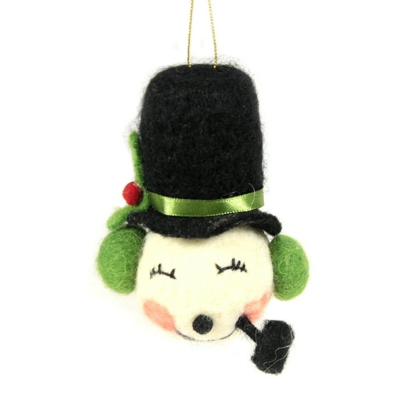 Holiday Ornament Holly Jolly Felt Snowman Wool Frosty Felt Folksy Retro Wo2241