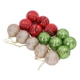 thumbnail image 2 of 30 bolas navideñas elásticas irrompibles para árbol de Navidad, color rojo, dorado y verde, para niños., 2 of 14