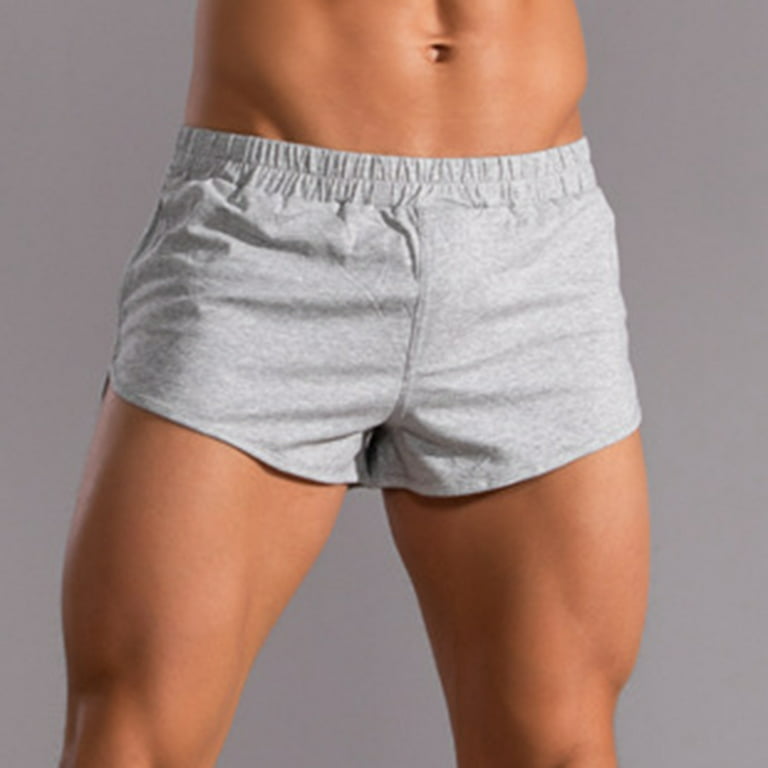 Mens Cotton 3 Inch Workout Shorts Elastic Waist High Stretch