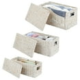 thumbnail image 6 of mDesign Woven Water Hyacinth Storage Basket, Lid/Handles, Set of 3 - White Wash, 6 of 9