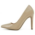 thumbnail image 2 of Delicious Shoes Women Stiletto High Heel Classic Pumps Pointed Toe SCHEME-S Nude Skin Beige Patent 8, 2 of 5
