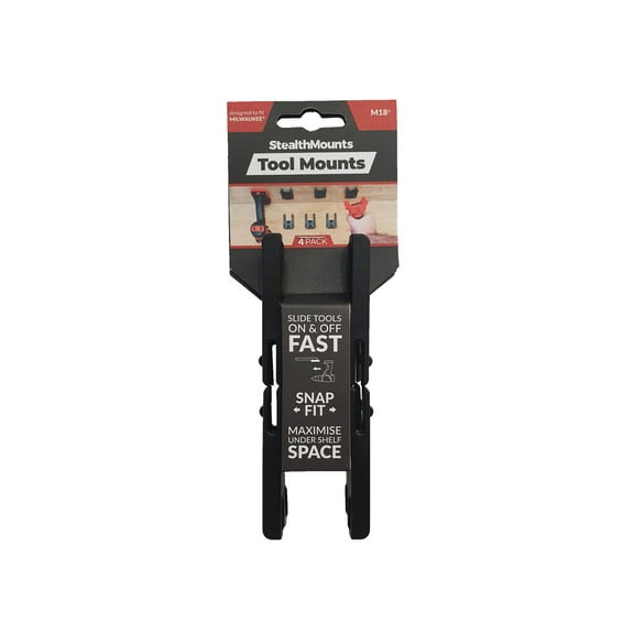 StealthMounts Tool Mounts for Milwaukee M18, Black, 4 per Pack