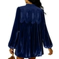 thumbnail image 4 of Women's Velvet Dress Long Sleeve Round Neck Solid Color Gold Velvet Slim Fit Midi Dress for Spring Fall Casual Office Wear,Blue,S, 4 of 6