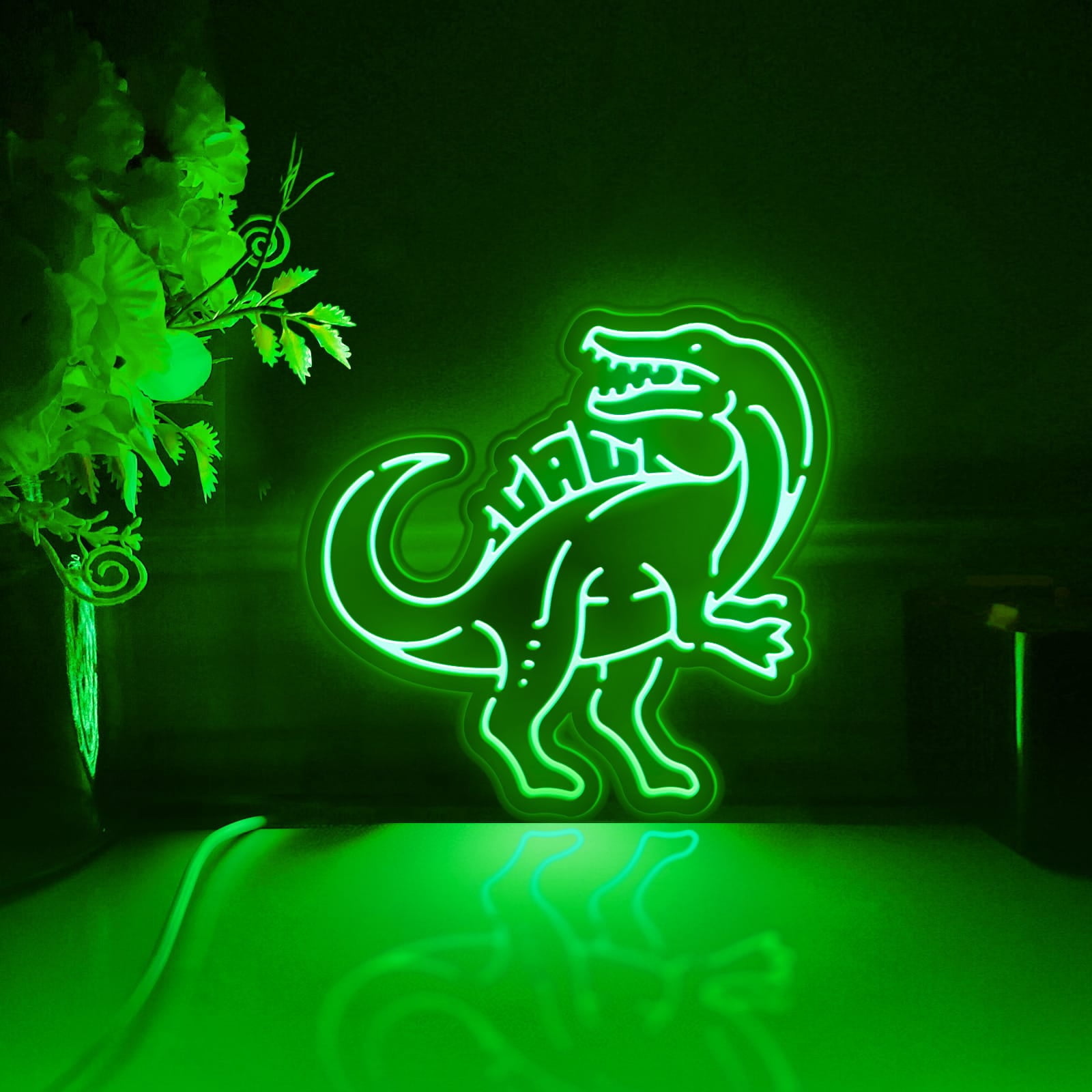 Dinosaur Led Light Box, Dimmable Neon-Like Light Signs USB Power for Wall Decor Bedroom Decoration, Color Flow Effect (WxH) 6"x6"