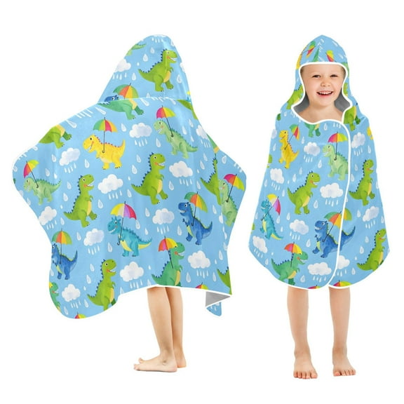 joogoo Cartoon Dinosaurs Kids Hooded Beach Towel Baby Bath Towel 23.5"x50"