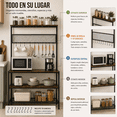 thumbnail image 2 of Mueble de cocina FurnitureR Estilo industrial para microondas con almacenamiento, 2 of 9