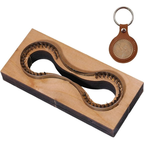 Circular Leather Cutting Die Wood Dies for Leather Metal Cutting Template Die Cutter with Smooth Wooden Base for DIY Crafts