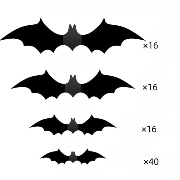 Halloween Bat Wall Decals, 3D Black Self-Adhesive Removable, 88 Pcs Assorted Multi Sizes Paper Cutouts, for Halloween Haunted House Indoor Party Window Mirror Door Decorations
