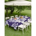 thumbnail image 4 of Outdoor Tablecloth with Umbrella Hole for Patio/Picnic/Party/Camping, Purple Boho Waterproof Table Cloth Rectangle Table Cover Washable, Vintage Classic Bohemia Flower Textured (60"x 84"), 4 of 8