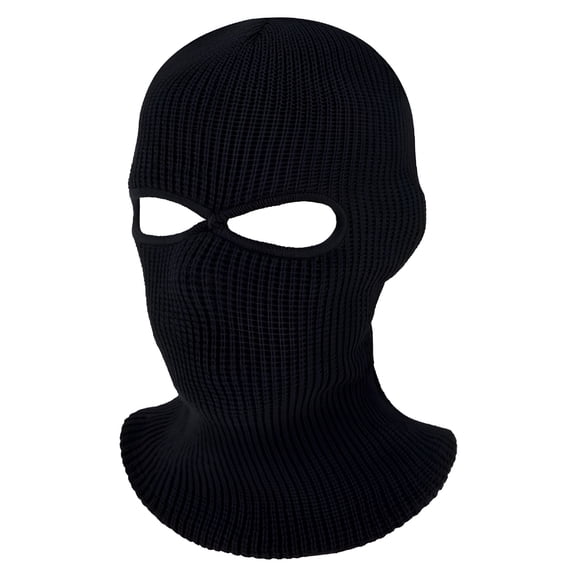 TELOLY 2-Hole Knitted Full Face Cover Ski Neck Gaiter,Winter Balaclava Warm Knit Beanie for Outdoor Sports (Black)